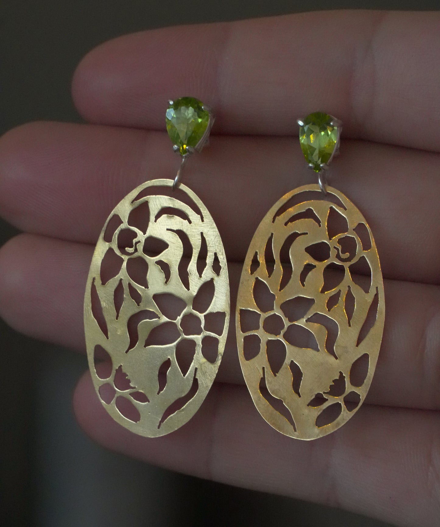 Daffodil and Peridot Earrings