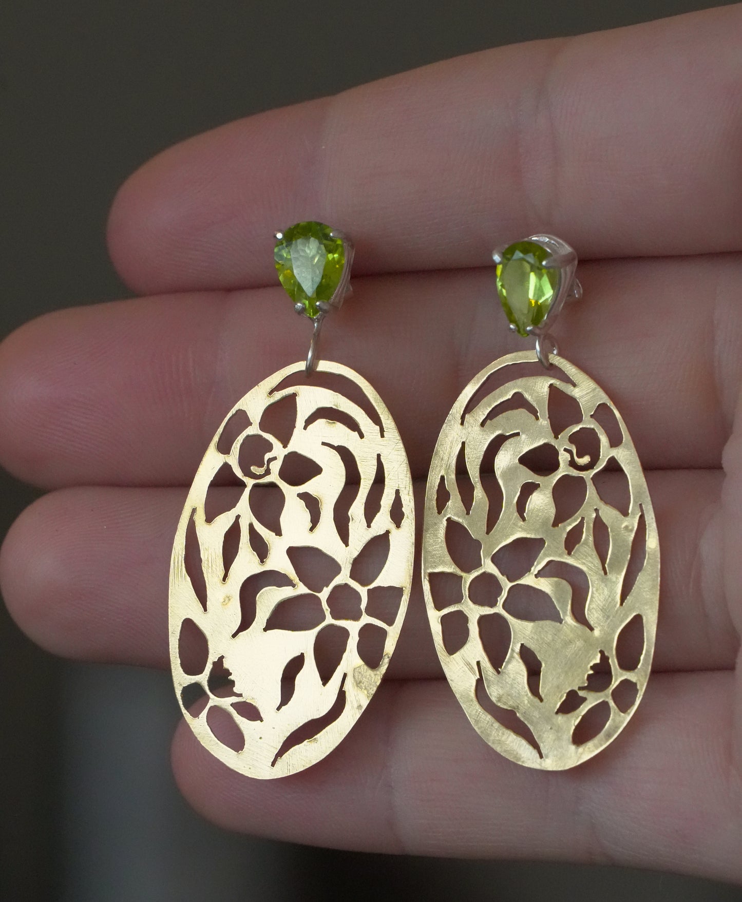Daffodil and Peridot Earrings