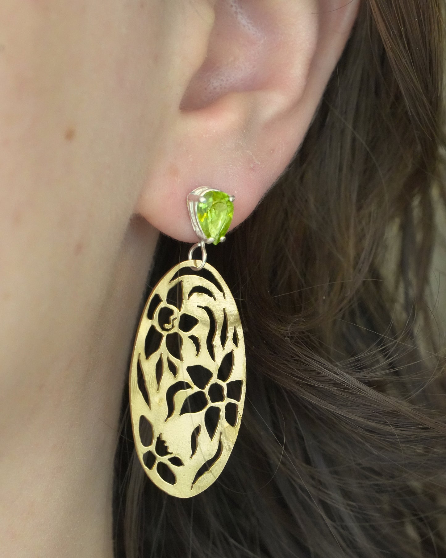 Daffodil and Peridot Earrings