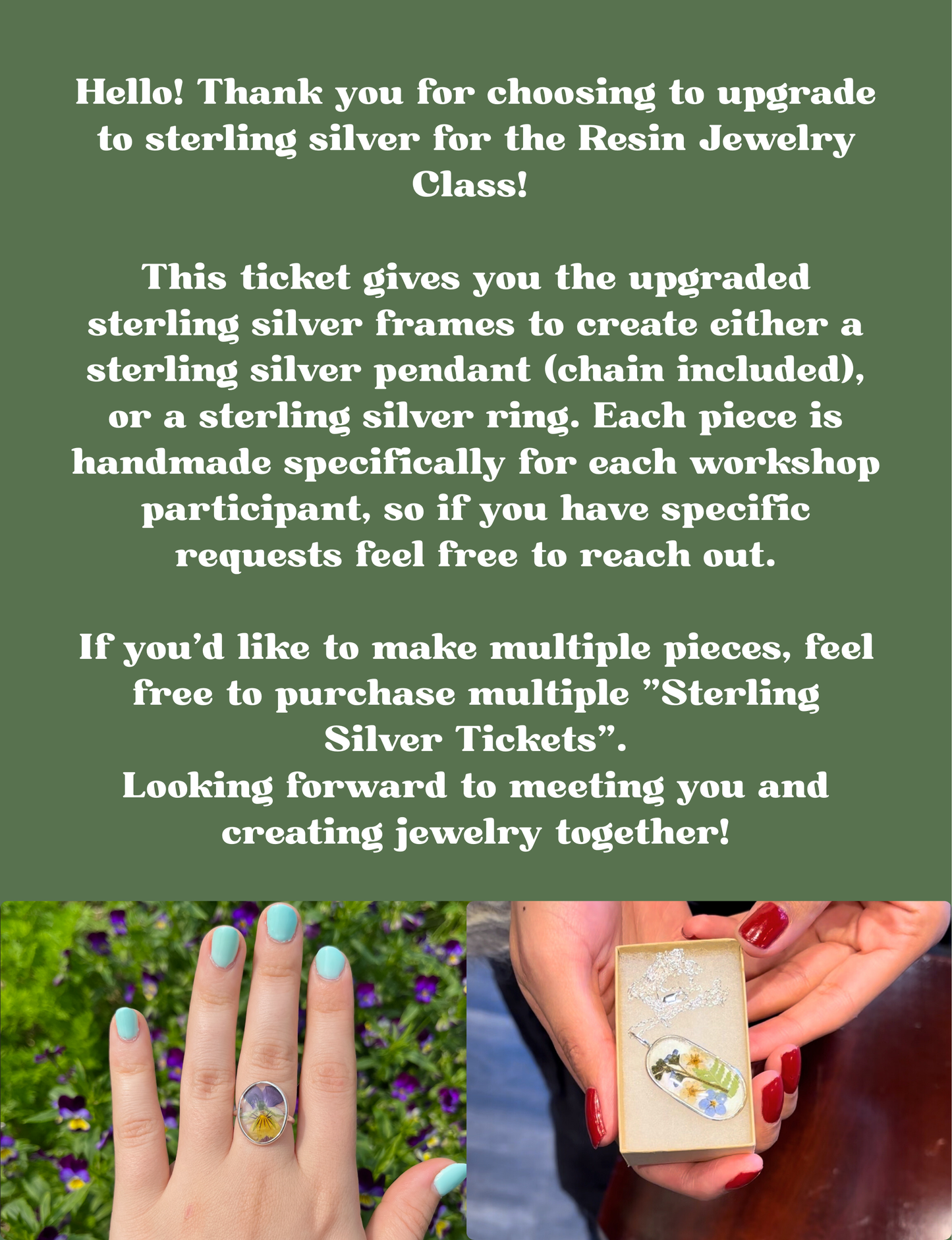 Sterling Silver Ticket | Ring or Necklace Upgrade