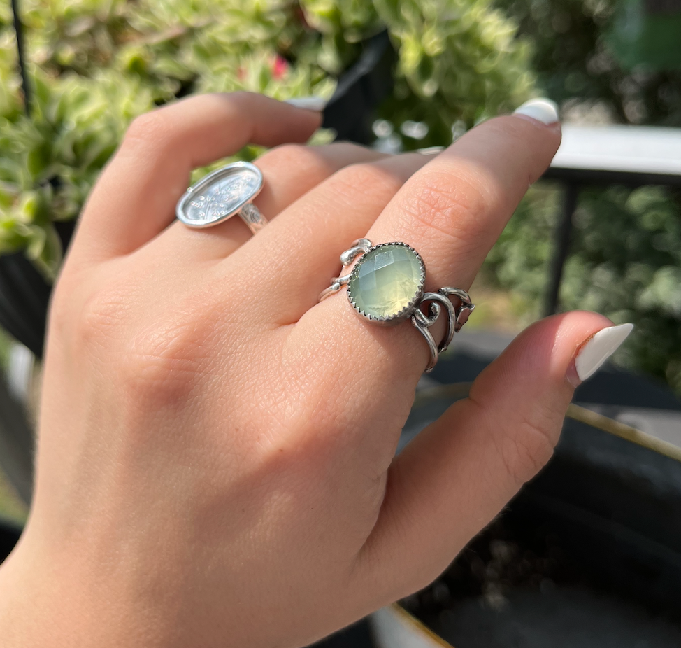 Lily of the Valley Prehnite Ring