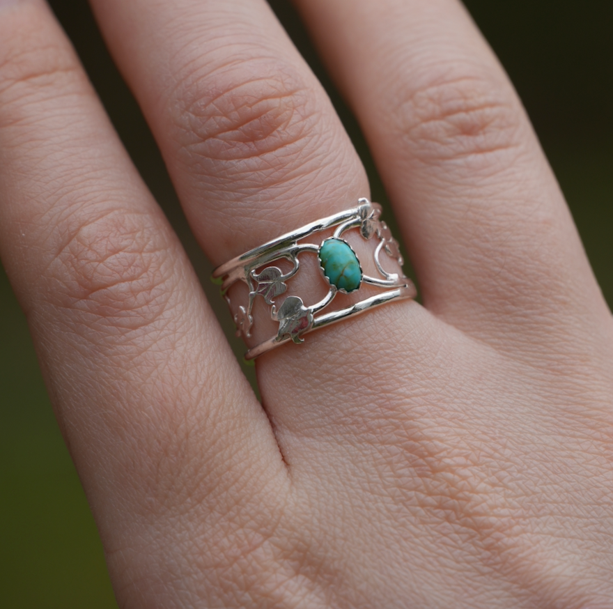 Turquoise Bleeding Heart Ring | Size 7