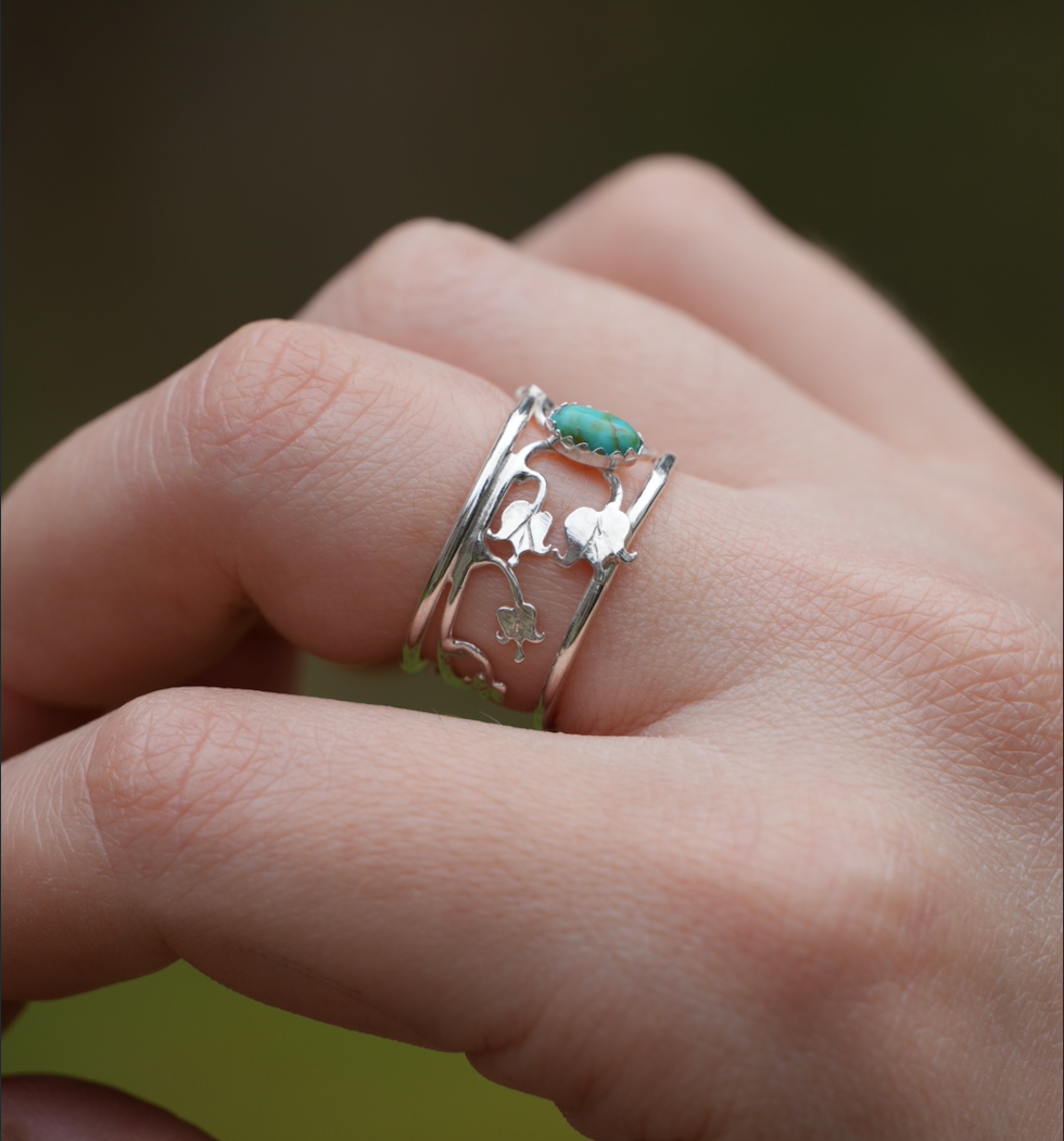 Turquoise Bleeding Heart Ring | Size 7