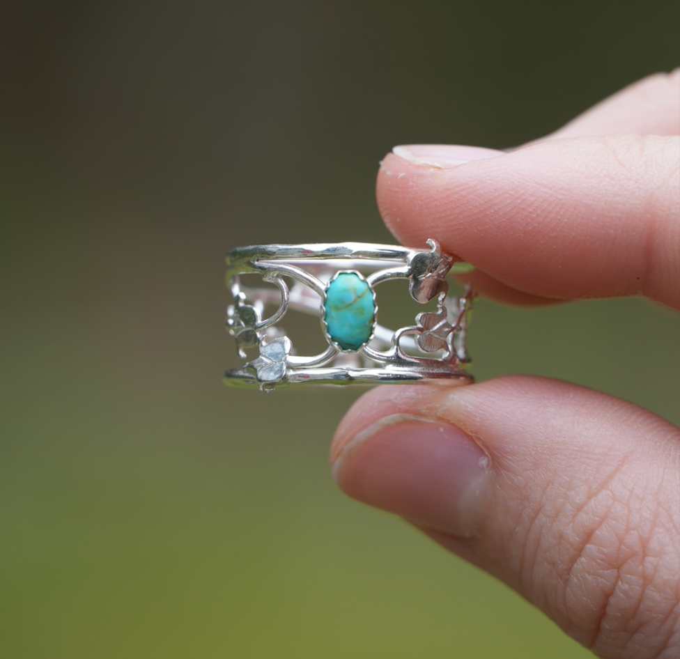 Turquoise Bleeding Heart Ring | Size 7