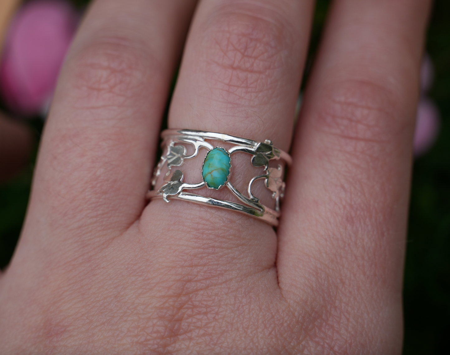 Turquoise Bleeding Heart Ring | Size 7