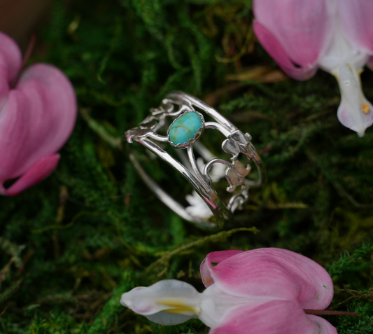 Turquoise Bleeding Heart Ring | Size 7